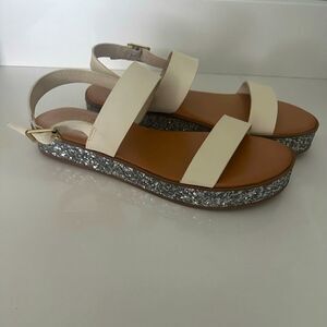 J. Crew Jessa glitter, platform sandals.